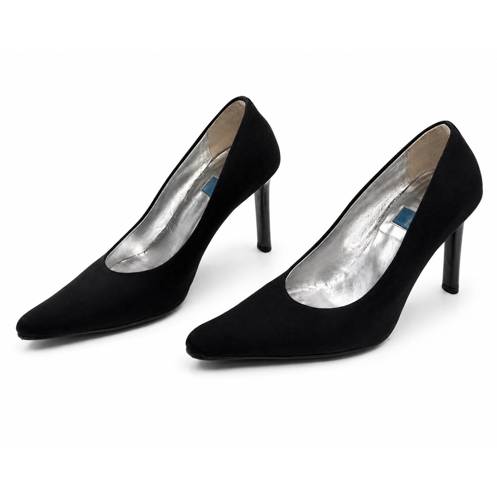 Goffredo Fantini Vintage Y2K Black Suede Pointed Heels Women's Size 37.5 US 5.5